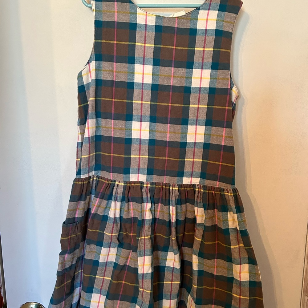 Green and Orange Sleeveless Crew Neck Sundress